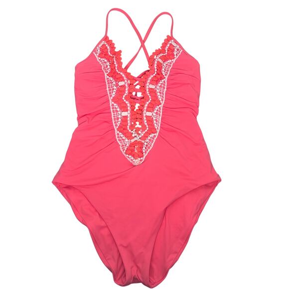 Becca Swim Delilah Pink One Piece Bathing Suit Size Small - Picture 2 of 8